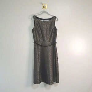 Kasper Dress 12 Black Gold A-line Rose Sleeveless Office Career Wedding Guest
